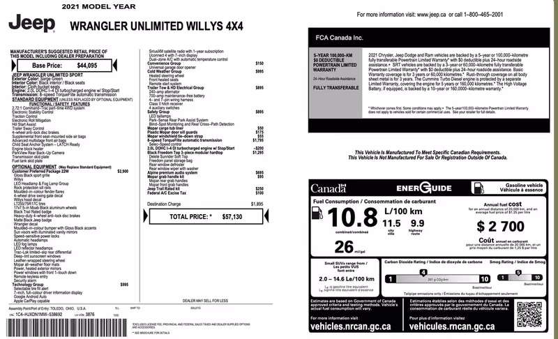2021 Jeep Wrangler Unlimited Willys